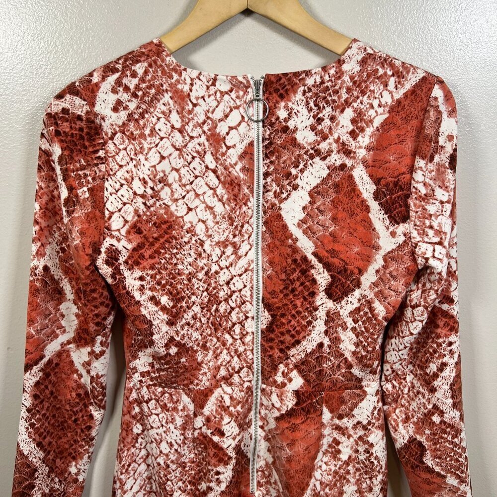 NBD X Naven Rachel Mini Dress Size XS Red Snake Party Event Date Night Plunge - Picture 9 of 11